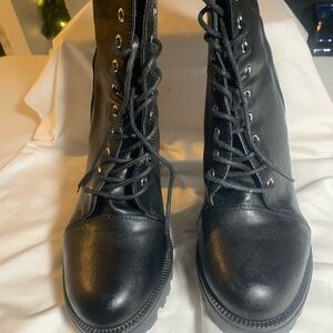 Hot Topic Sleek Black Lace-Up Boots